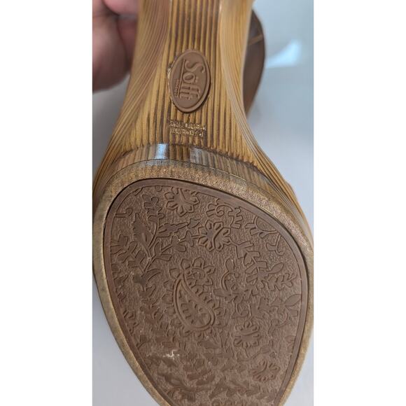 Sofft Women's Dabney Tan Leather T-Strap Cutout Sides Boho Block Heel Sandals 10 - Picture 8 of 9